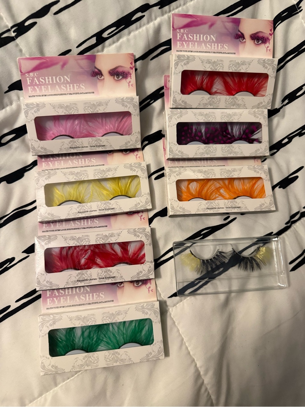 S.B.C Fashion Colored Feather Eyelashes - Multicolor Set